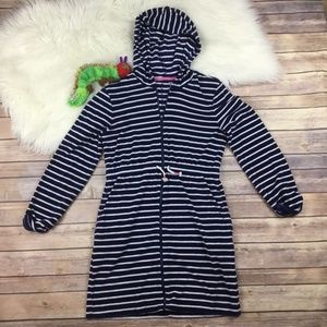 Old Navy Blue & white striped hooded swim cover up